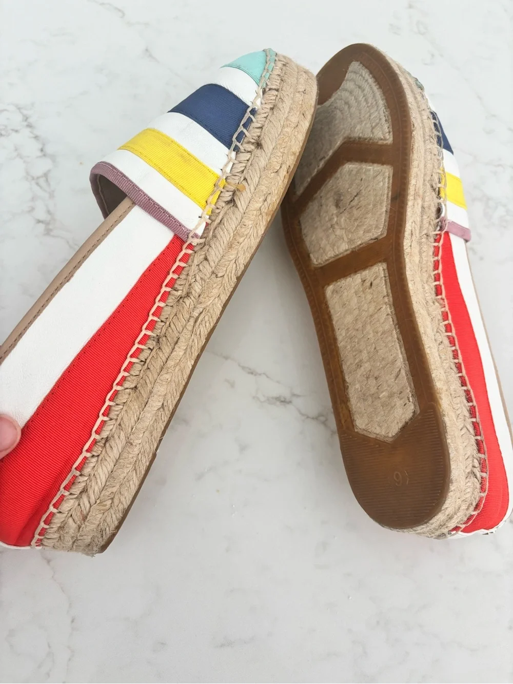 kate spade Multicolor Striped Espadrilles - Mint, Navy, Yellow, White, Pink